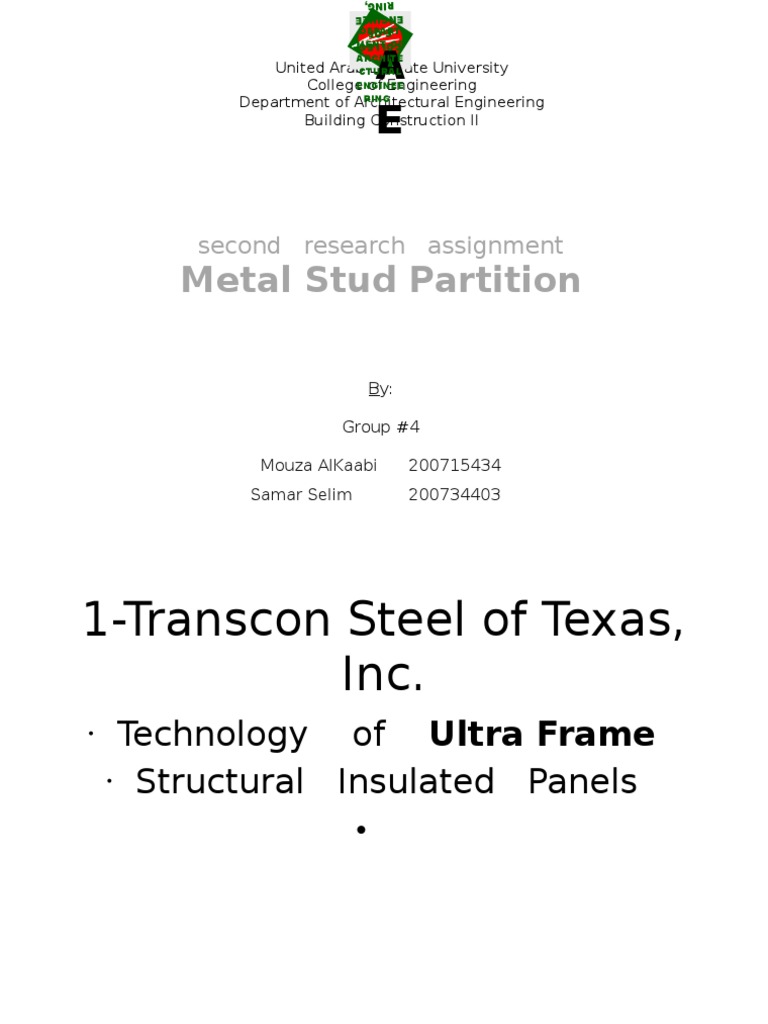 Metal Stud Partition Presentation PDF Polystyrene Framing (Construction)