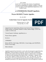 Vincent Eugene Lineberger v. Wayne Sigmon, Trustee, 23 F.3d 401, 4th Cir. (1994)