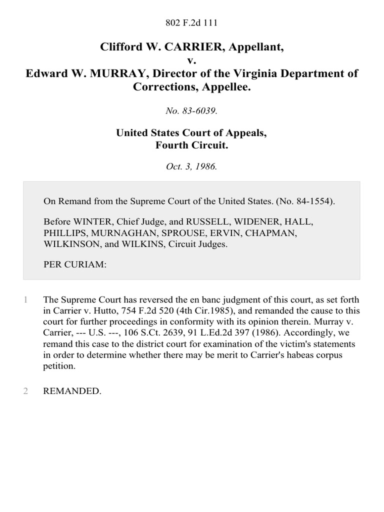 Clifford w carrier v edward w murray director of the virginia