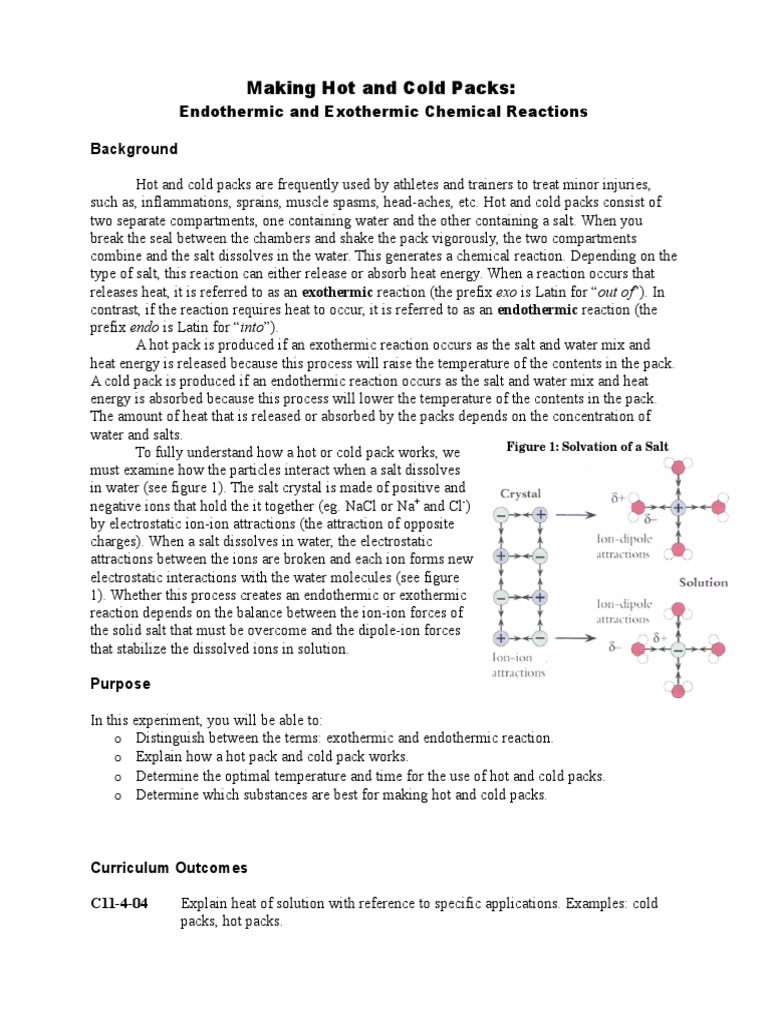 Making Hot and Cold Packs C11!4!04 PDF Ion Chemical Reactions
