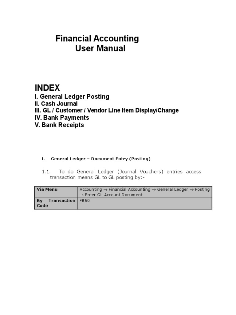General Ledger PostingFB50 PDF Debits And Credits Accounting