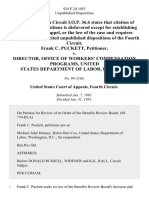 Frank C. Puckett v. Director, Office of Workers' Compensation Programs, United States Department of Labor, 924 F.2d 1053, 4th Cir. (1991)