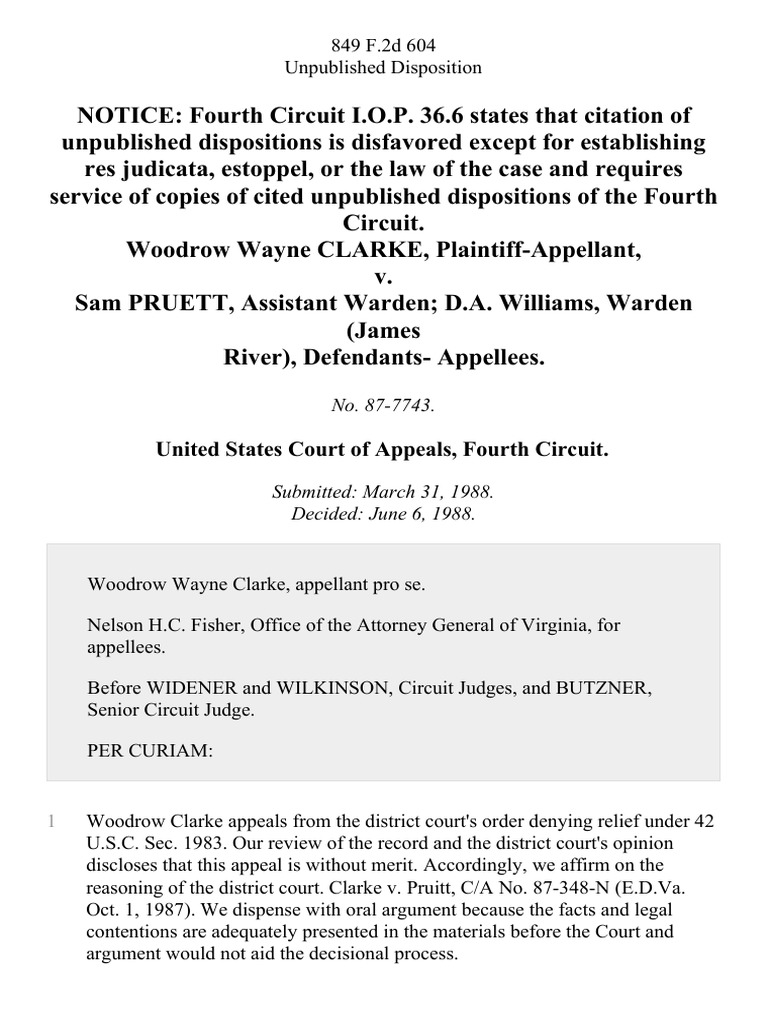 woodrow-wayne-clarke-v-sam-pruett-assistant-warden-d-a-williams