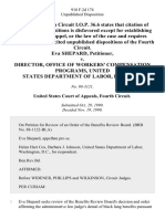 Eva Shepard v. Director, Office of Workers' Compensation Programs, United States Department of Labor, 918 F.2d 174, 4th Cir. (1990)