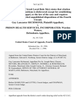 Guy Lancaster Richmond v. Prison Health Services, Incorporated Warden Waters, 76 F.3d 375, 4th Cir. (1996)