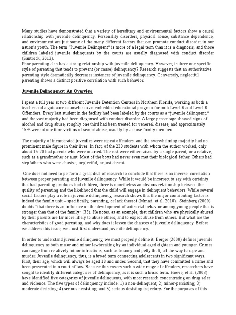 Juvenile Delinquency | PDF | Juvenile Delinquency | Parenting