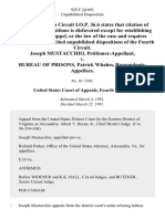 Joseph Mustacchio v. Bureau of Prisons, Patrick Whalen, 929 F.2d 693, 4th Cir. (1991)