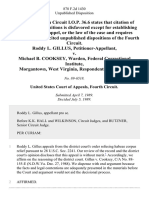 Roddy L. Gillus v. Michael B. Cooksey, Warden, Federal Correctional Institute, Morgantown, West Virginia, 878 F.2d 1430, 4th Cir. (1989)