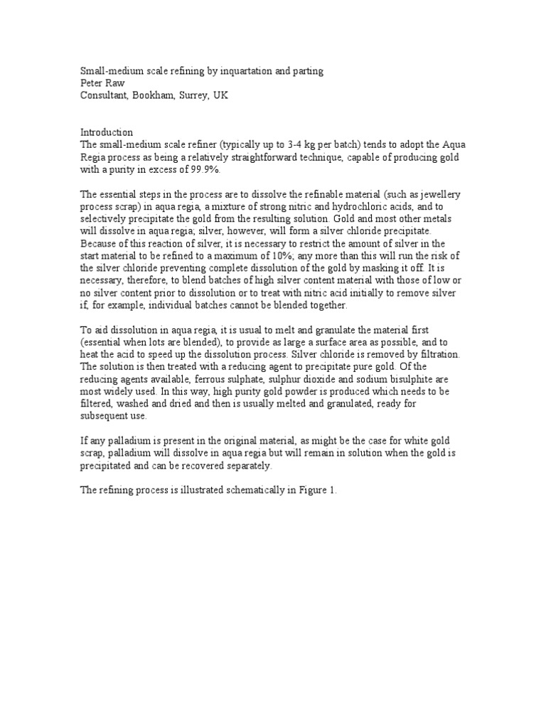 Inquartation Process for Gold Refining | PDF | Gold | Nitric Acid