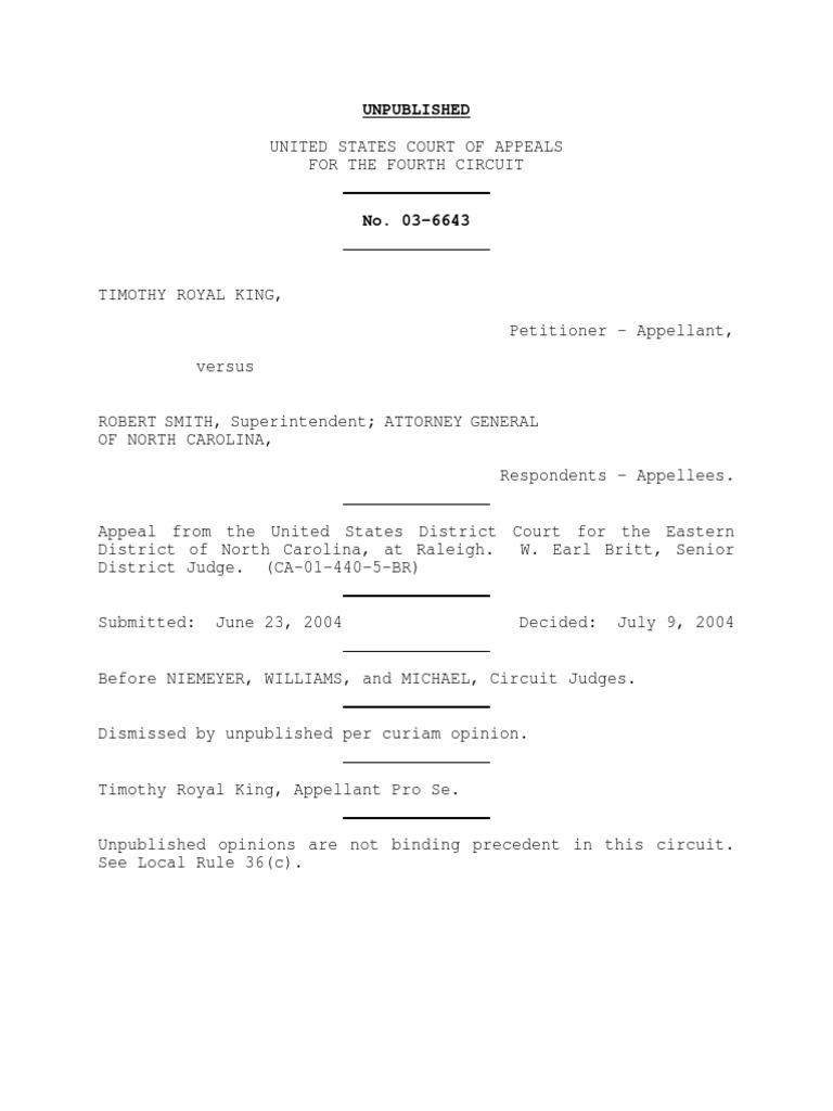 King v. Smith, 4th Cir. (2004) PDF