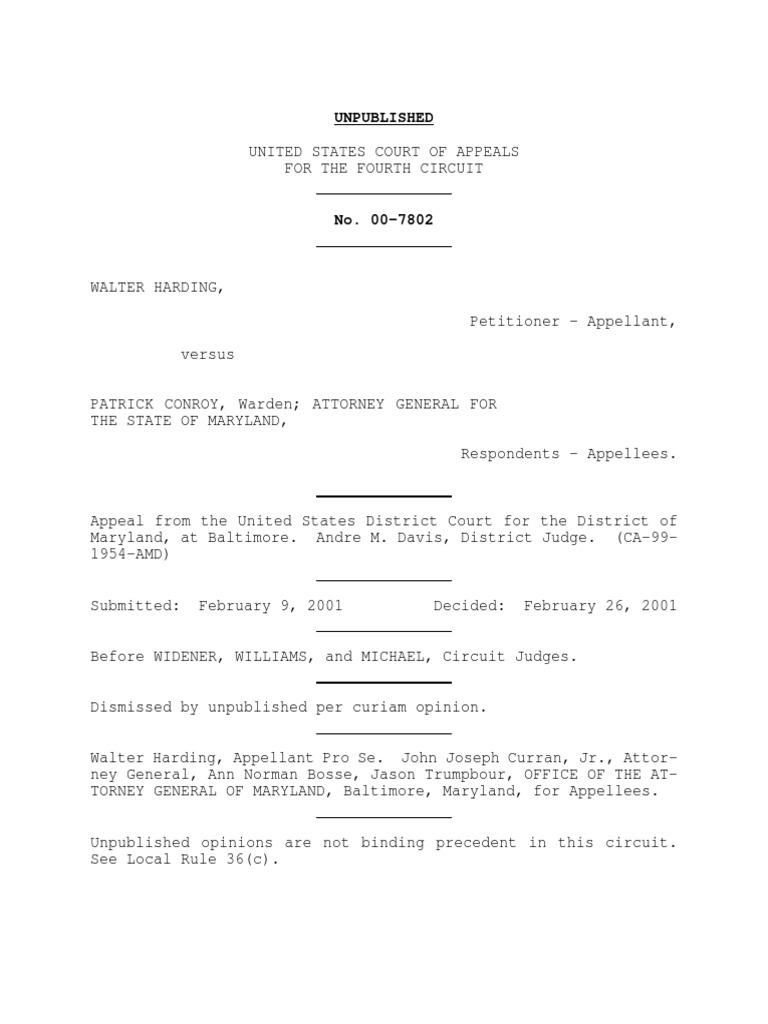 Harding v. Conroy Appeal Dismissed | PDF | Law