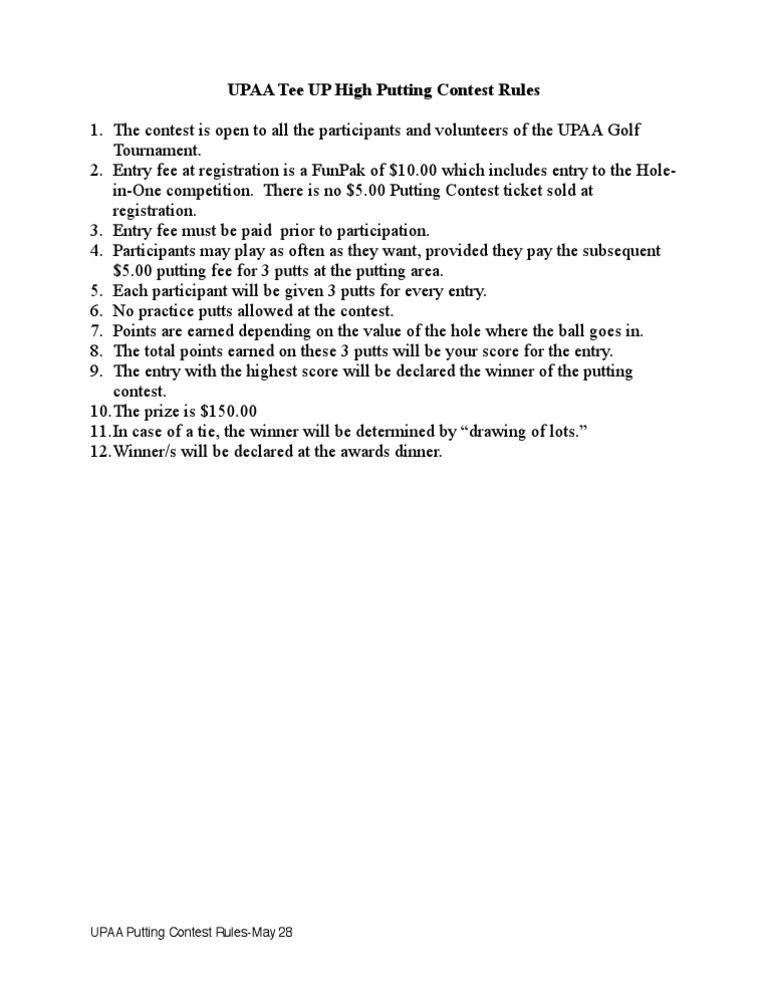 TUH Putting Contest Rules | PDF