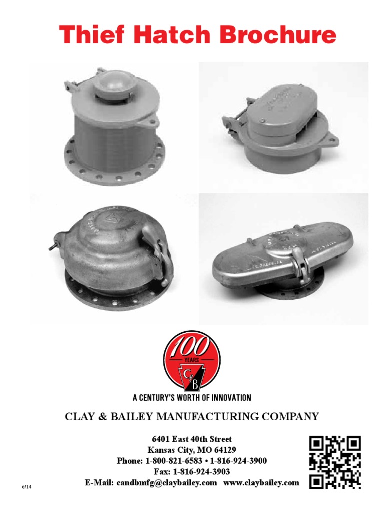 Clay & Bailey Manufacturing Company Thief Hatch Brochure Product Specifications and Details