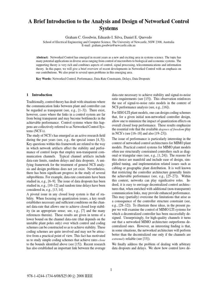 Overview of Networked Control Systems | PDF | Computers | Technology ...