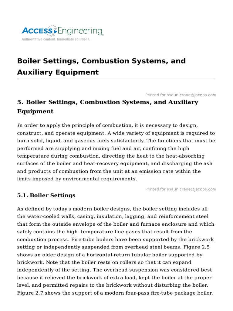 Boiler Settings, Combustion Systems, and Auxiliary Equipment | PDF ...