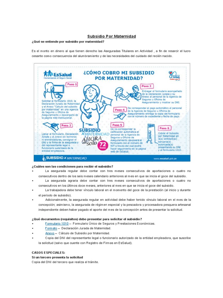 Subsidio por Maternidad en EsSalud | PDF | Derecho laboral | Gobierno