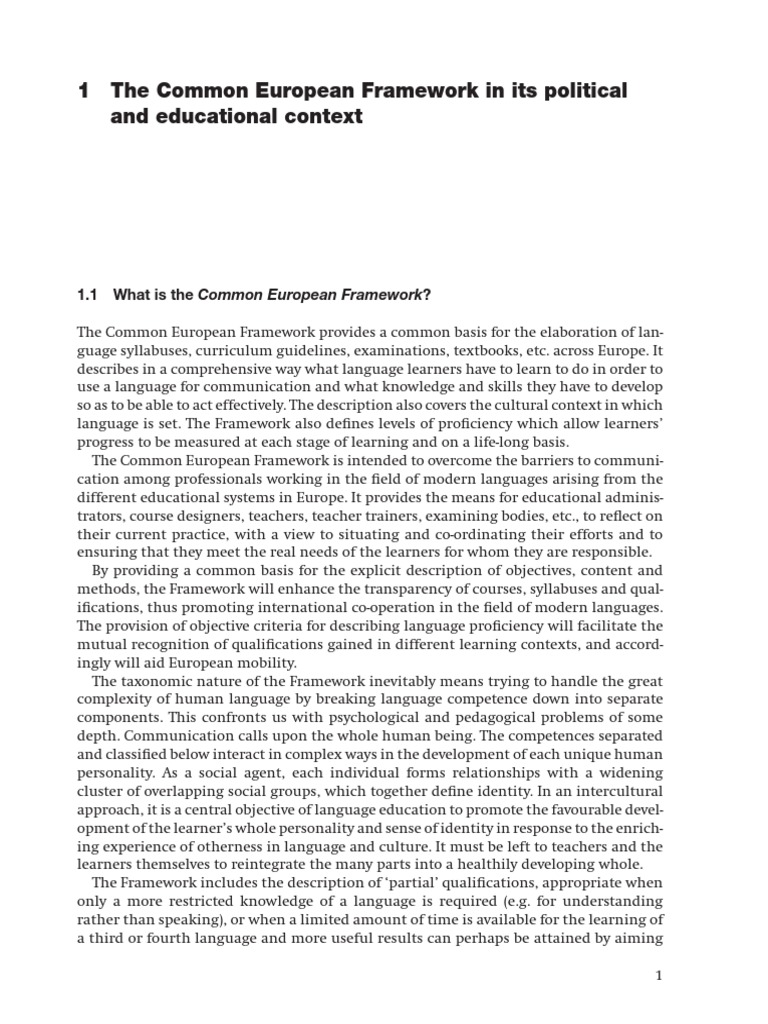 Council of European Framework of Reference