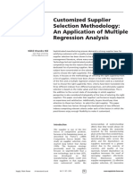 Customized Supplier Selection Methodology: An Application of Multiple Regression Analysis