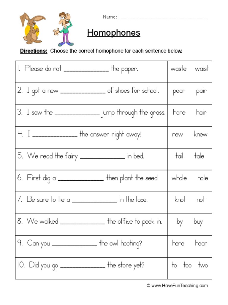 Homophone Worksheets 5th Grade Spot The Homophones Worksheets | Teach