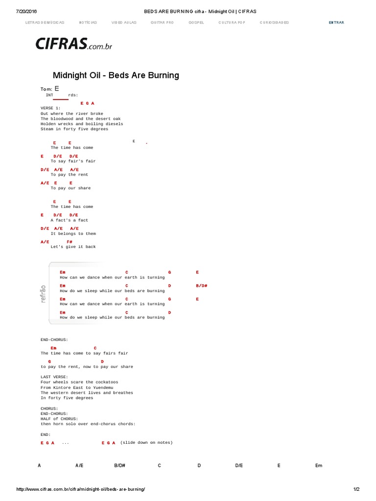 Beds Are Burning Midnight Oil PDF
