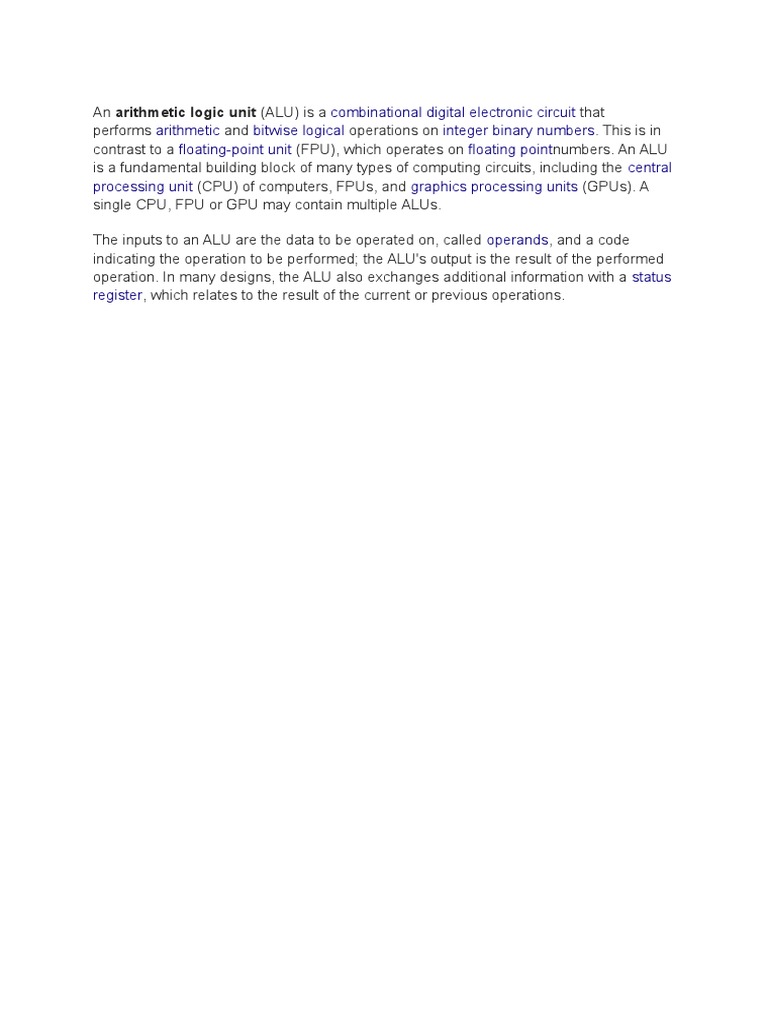 Understanding Arithmetic Logic Units | PDF