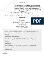 Paul Higgins v. L. P. Ellis Charlotte City Police Department, 976 F.2d 726, 4th Cir. (1992)