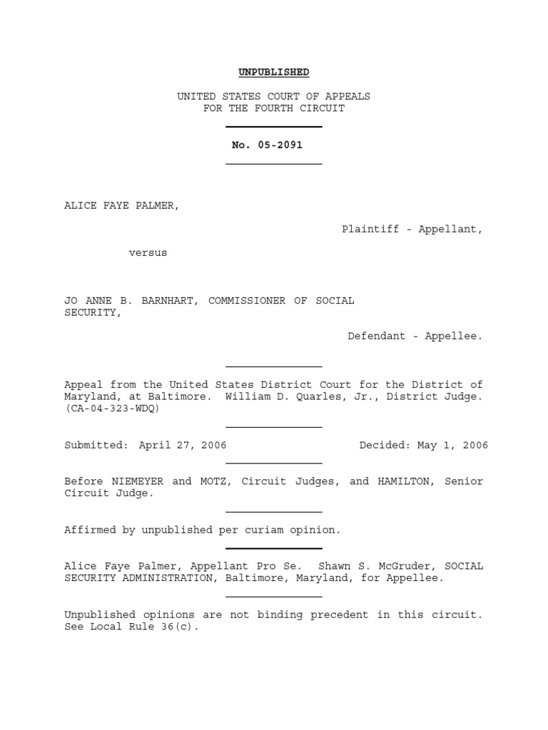Palmer v. Barnhart Employment Appeal | PDF | Law