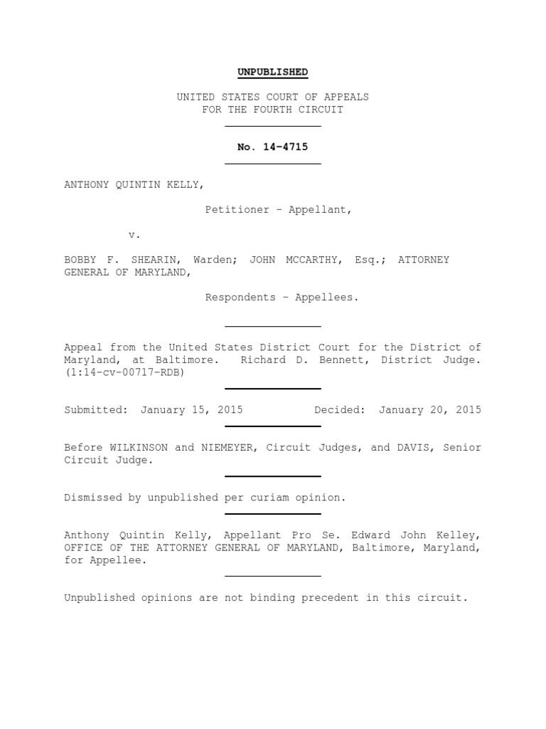 Appeal Dismissal in Kelly v. Shearin Case | PDF