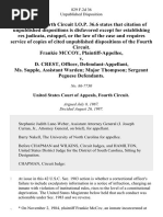 Frankie McCoy v. D. Crest, Officer, Ms. Supple, Assistant Warden Major Thompson Sergeant Peguese, 829 F.2d 36, 4th Cir. (1987)