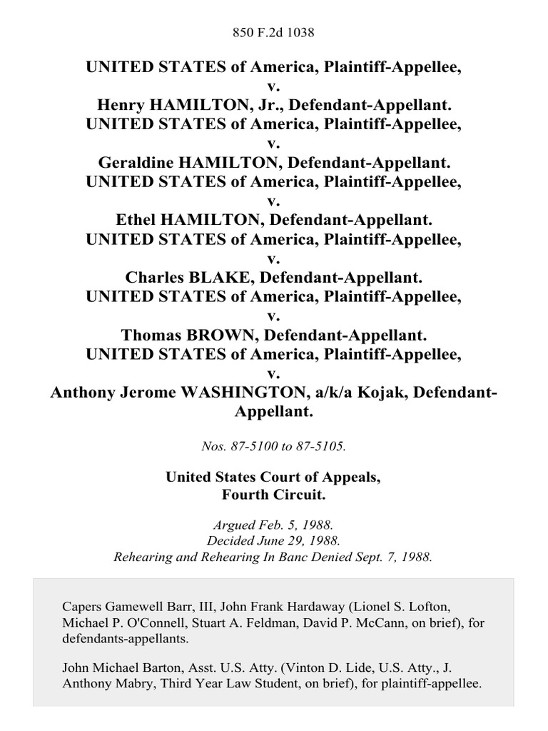 United States Court of Appeals, Fourth Circuit. Nos. 875100 To 87