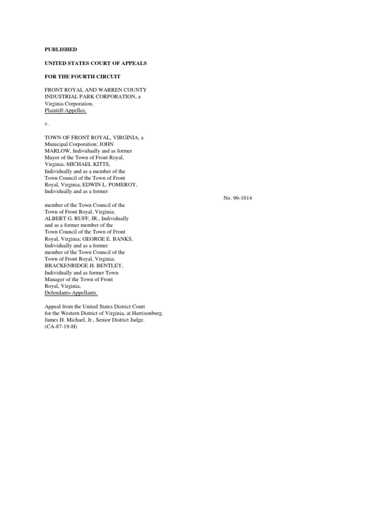 Front Royal v. Town of Front Royal, 4th Cir. (1998) PDF Abstention