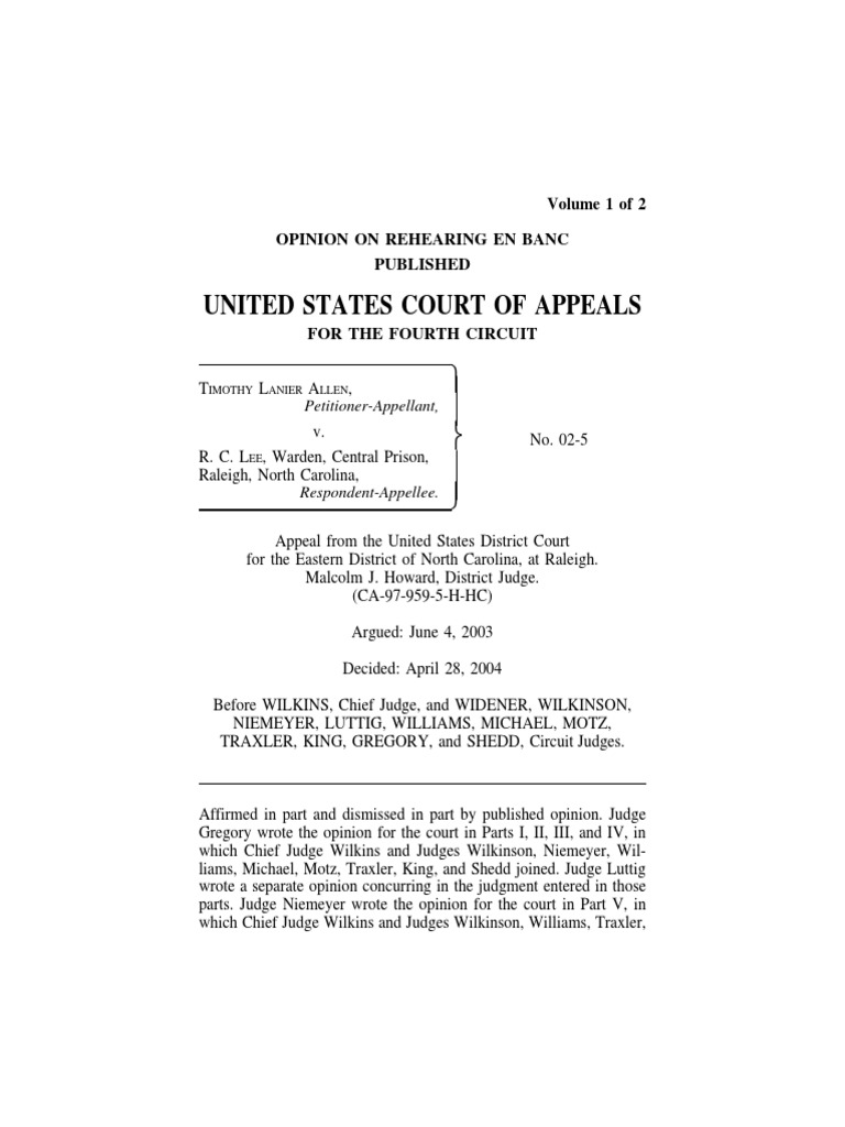 Allen v. Lee, 4th Cir. (2004) PDF Batson V. Kentucky Peremptory