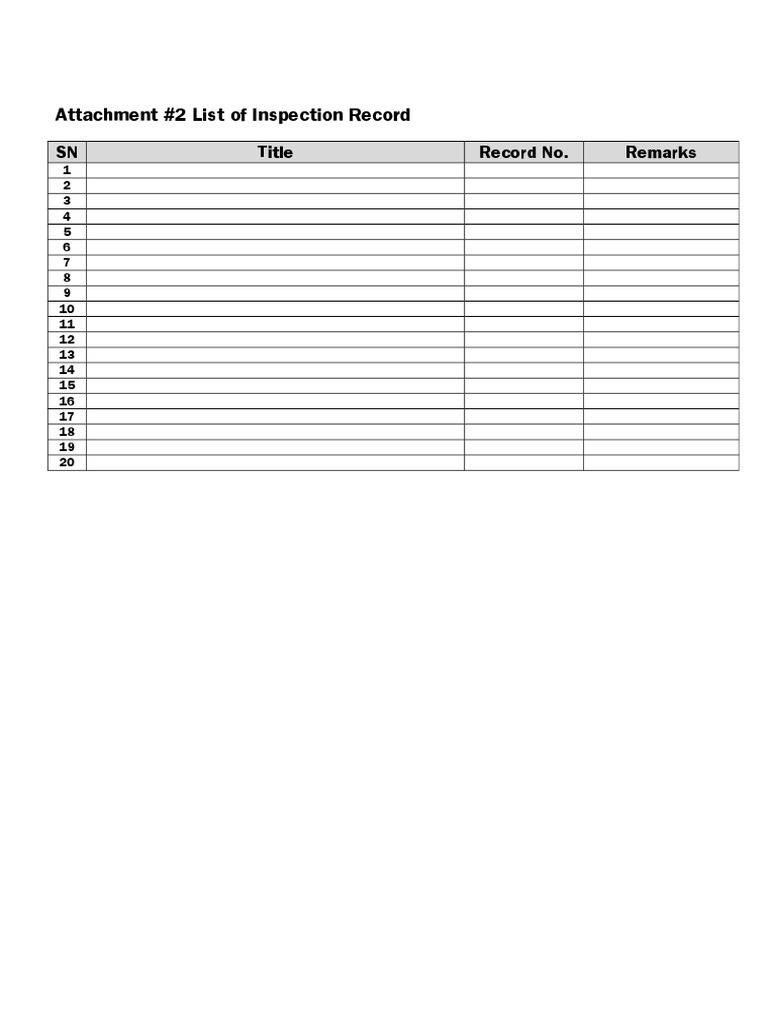 Att#2 MD 512 3000 QD QC ITP 2031 A01 List of Inspection Record | PDF