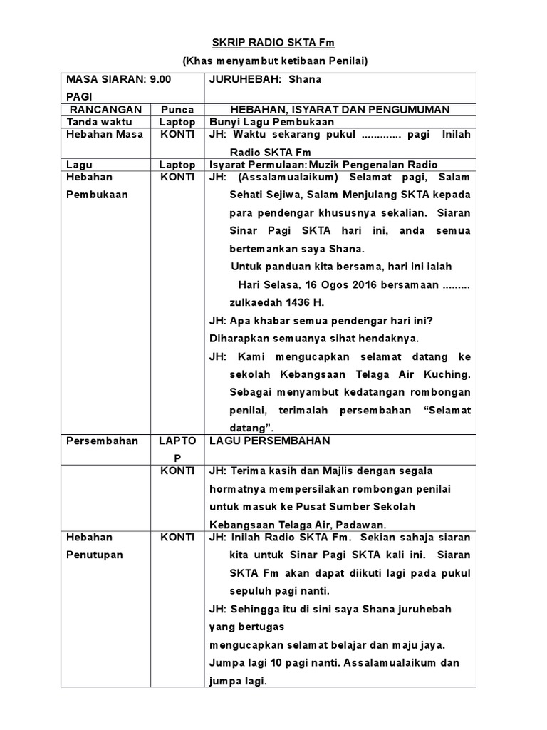 Skrip Penyiar Radio Pendukung Ilmu