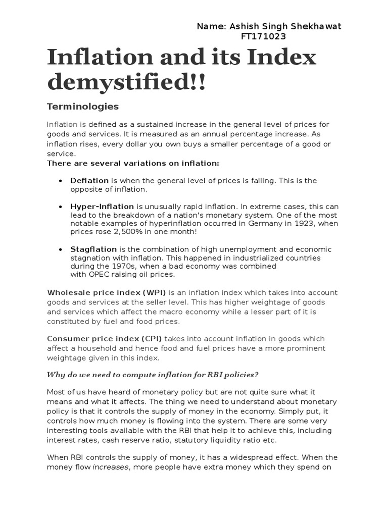 Inflation and Its Index Demystified | PDF | Consumer Price Index ...