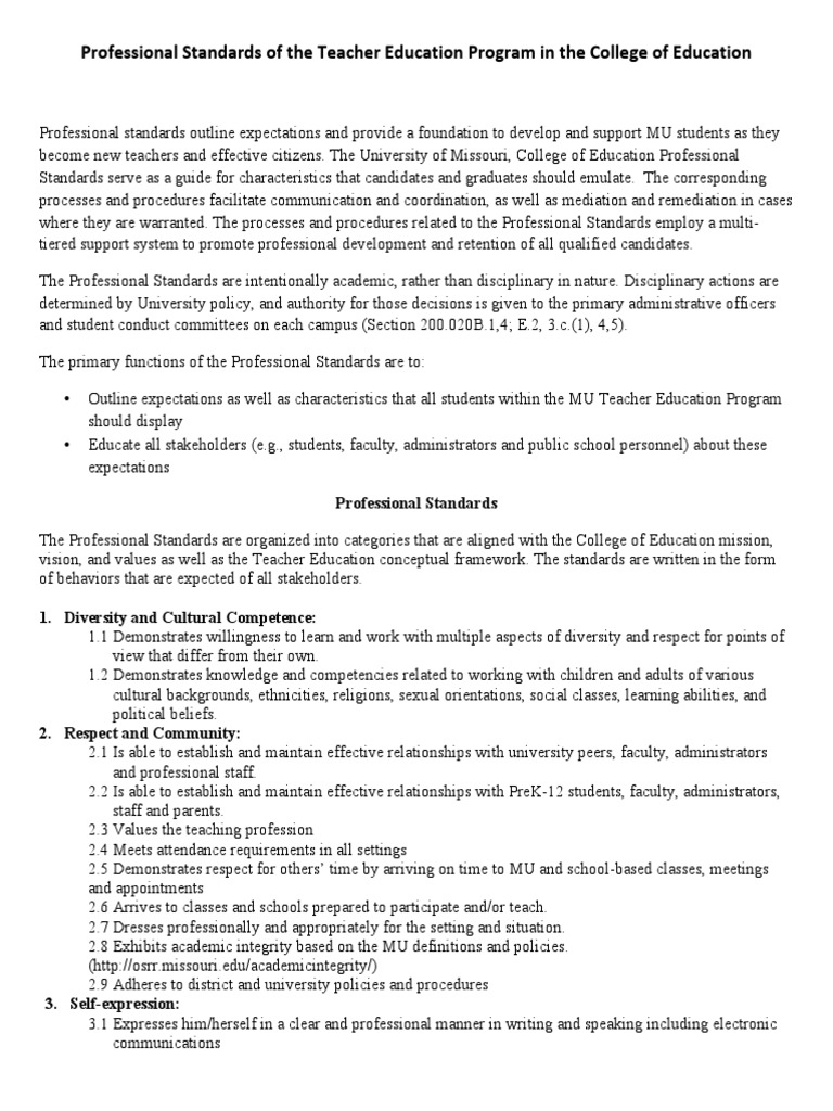 Professional Standards | PDF | Competence (Human Resources) | Social Media