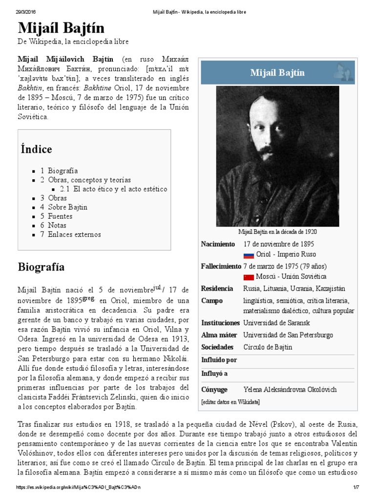Mijaíl Bajtín - Resumen | PDF | Epistemología | Cognición