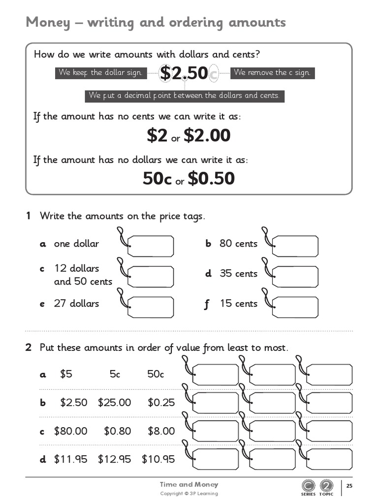 money writing and ordering amounts how do we write