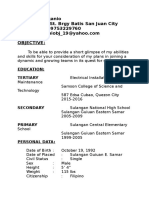 Resume of Benjie C. Daganio for Electrical Installation Jobs