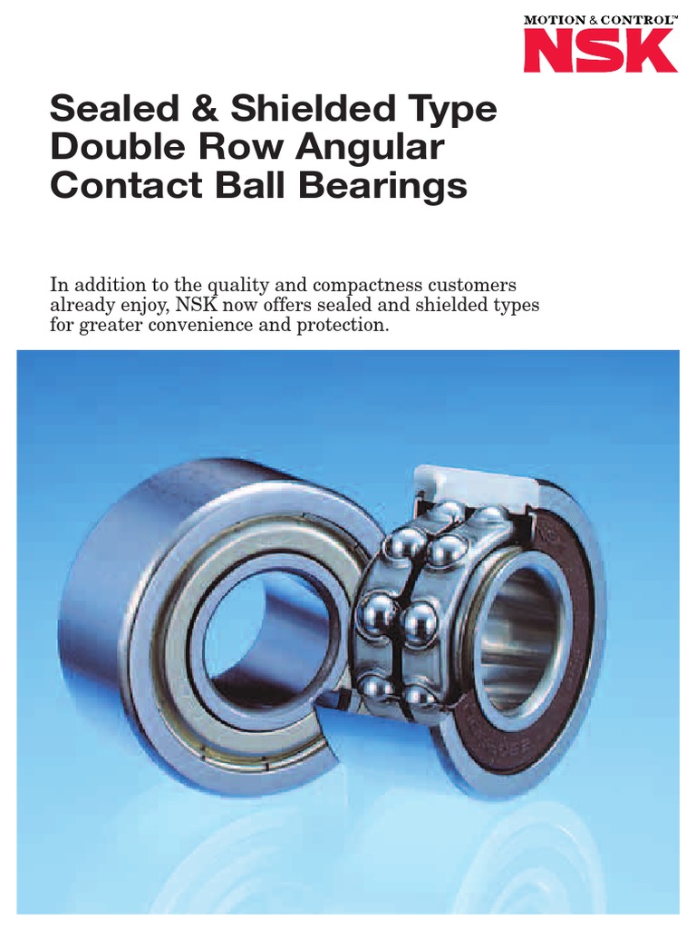 Sealed & Shielded Type Double Row Angular Contact Ball Bearings PDF