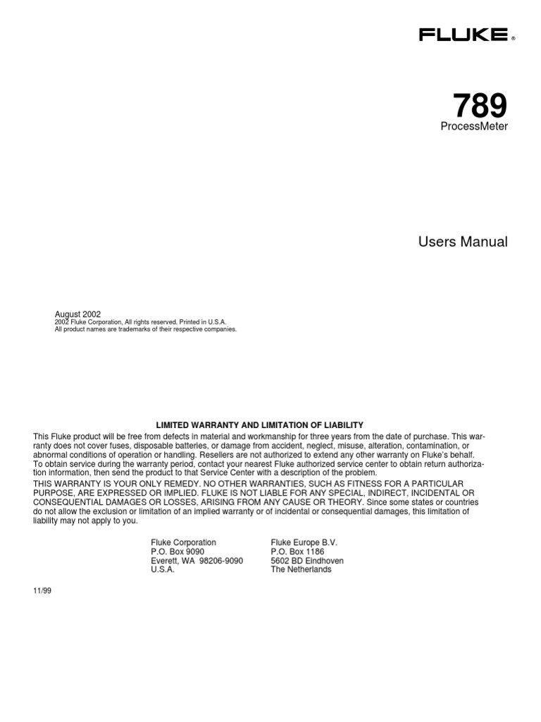 Fluke 789 Manual PDF PDF Power Supply Switch