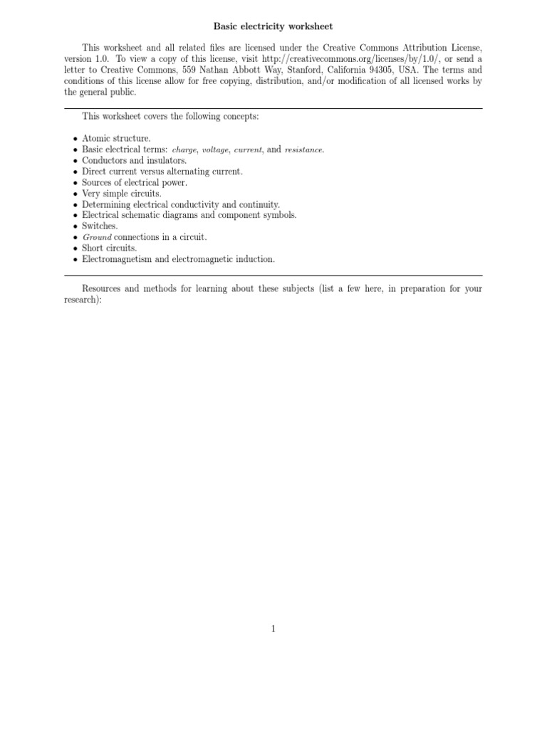 worksheet Electrical Power And Energy Worksheet Answers basic electricity worksheet atoms electric charge