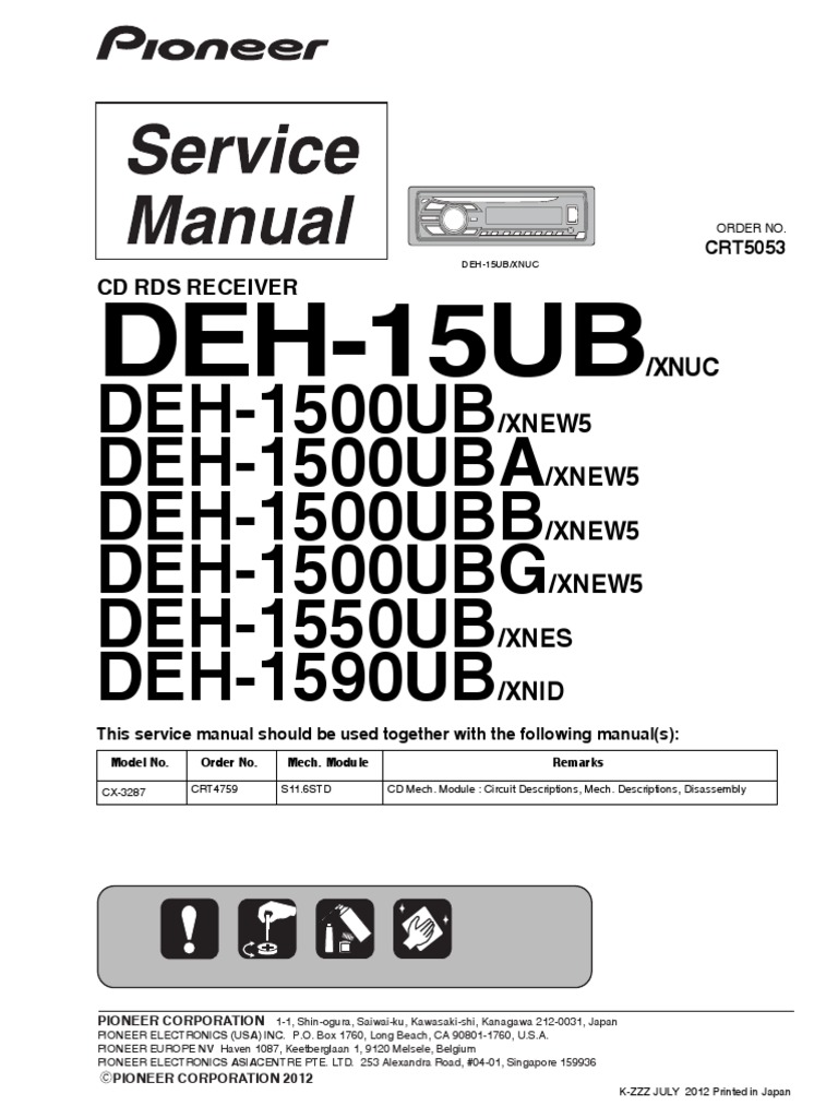 Pioneer Deh-15ub Deh-1500ub Deh-1500uba Deh-1500ubb Deh-1500ubg Deh ...