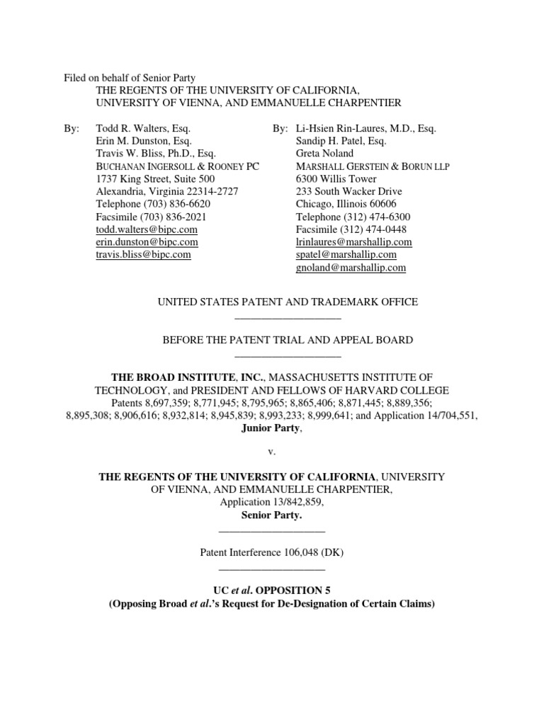 UC vs. Broad Patent Interference 106,048 | PDF | Patent Application ...