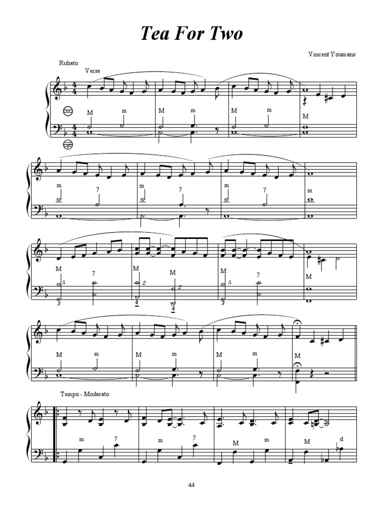 A Musical Analysis and Score of the Song 'Tea For Two' by Vincent ...
