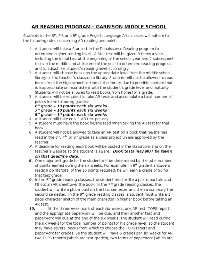 Ar reading program download free pdf middle schools educational