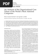 Analysis of The Organizational Core Values of The Most Admired Companies