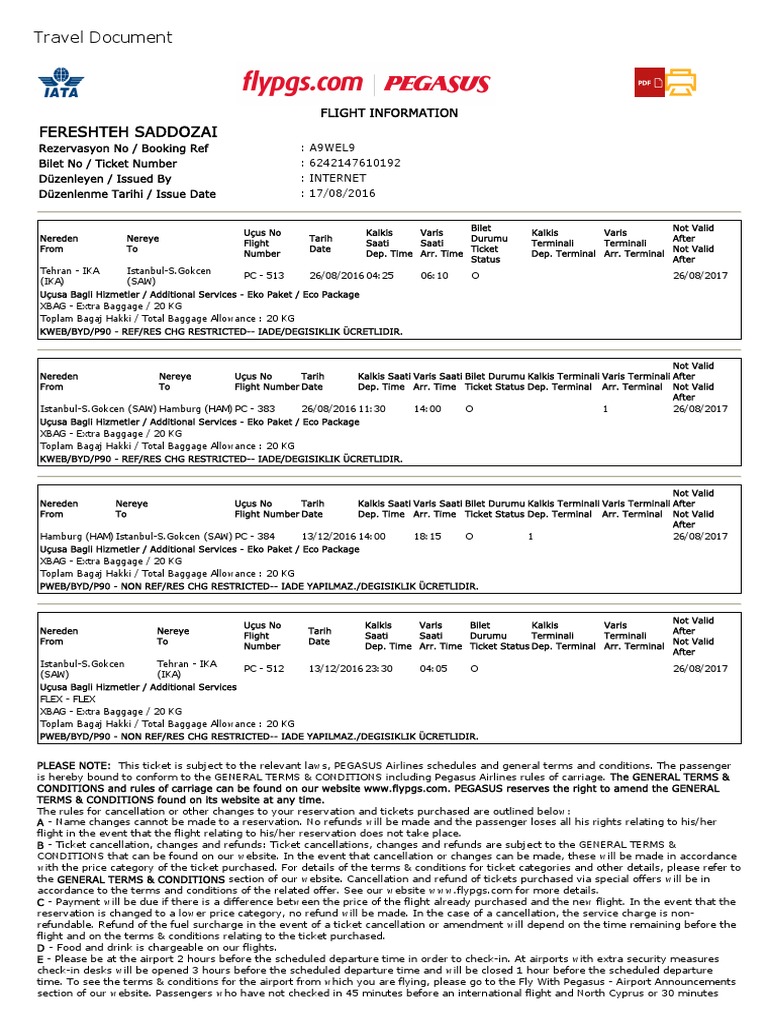 flypgs extra baggage price