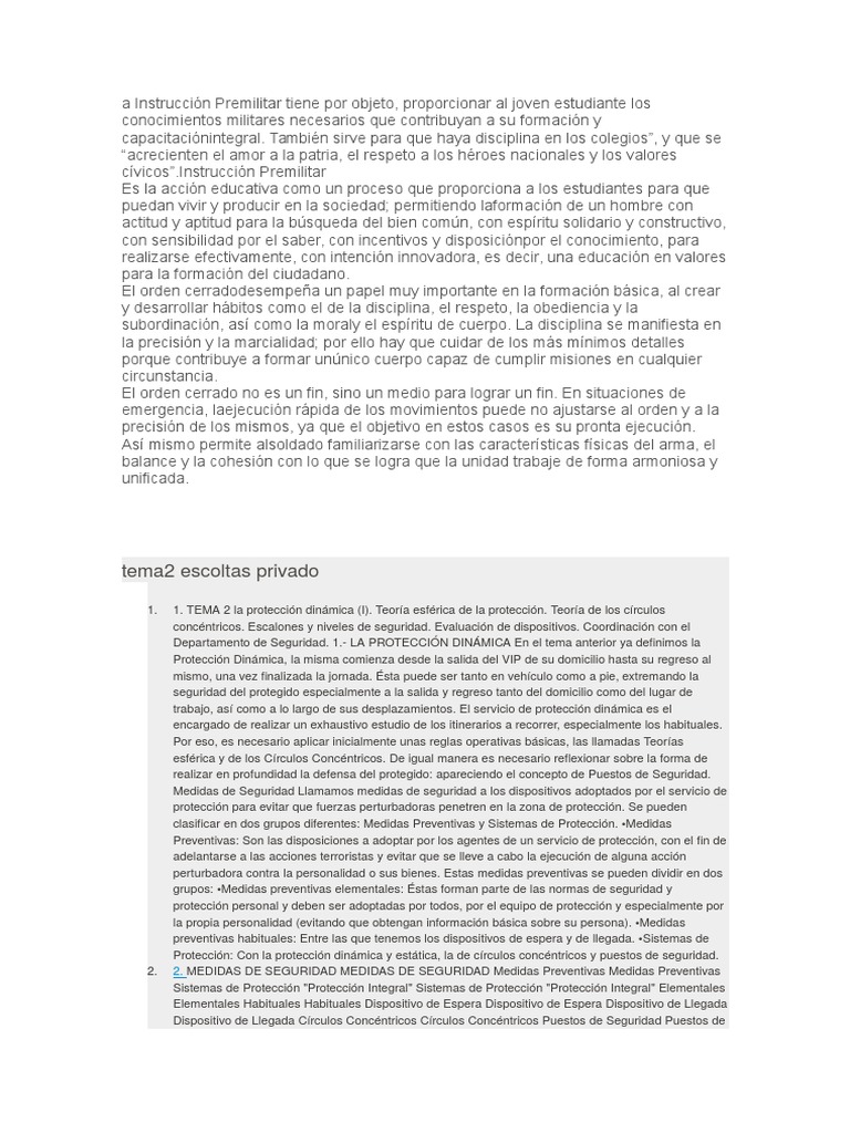 Objetivos de la Instrucción Premilitar | PDF | Reconocimiento | Tanques