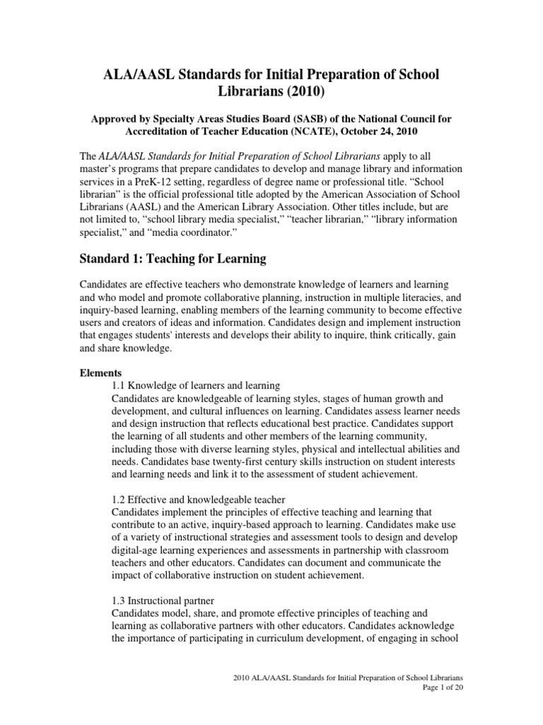 2010 Standards With Rubrics and Statements 1-31-11 | PDF | School ...